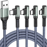 USB C Cable 4-Pack [10/6.6/3.3/3.3ft] 3.1A Type C Charger Fast Charging Right Angle @ $10.49