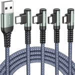 USB C Cable 4-Pack [10/6.6/3.3/3.3ft] 3.1A Type C Charger Fast Charging Right Angle @ $10.49