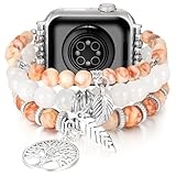 KAGREC Beaded Bracelet Compatible with Apple Watch Band 38mm 40mm 41mm, Natural Stone iWatch Strap for Women Dressy Apple Watch Band, Fancy Apple Watch Jewelry Band for Series SE 9 8 7 6 5 4 3 2 1