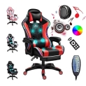 Gaming Chairs with LED Light Ergonomic Pro Gaming Chair and Office Chair with Full Massage Lumbar Support Bluetooth Speakers Computer Chair for Retractible Footrest and Backrest Adjustable @ $19.99
