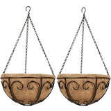 Kingbuy 10 Inch Metal Hanging Planter Flower Pot with Coco Liners Chain Round Watering Hanging Baskets for Porch Decoration Outdoor @ $9.99