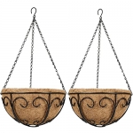 Kingbuy 10 Inch Metal Hanging Planter Flower Pot with Coco Liners Chain Round Watering Hanging Baskets for Porch Decoration Outdoor @ $9.99