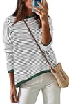 WIHOLL Womens Long Sleeve Tops Dressy Casual Striped Sweaters Lightweight Clothes Plus Size 2XL @ $13.49