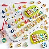 Educational Learning Montessori Toys for Kids,7 in 1 Puzzles Number Shape Sorter Counting Stacker with Number Blocks,Xylophone, Fishing Game for Toddler, Gift for1 2 3 4 5 Year Old Boys Girls @ $31.49