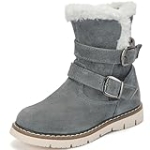 TZJS Girls Warm Winter Boots Kids Fashion Faux Fur Lined Snow Boot Side Zipper Lightweight Durable Outdoor Walking Shoes for Toddler/Little Kid(Grey,numeric_7) @ $6.97