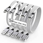 [Apple MFi Certified] iPhone Charger, 5Pack(3/3/6/6/10 FT) Lightning Cable Apple Charging Cable Fast Charging High Speed Compatible iPhone 14/13/12/11 Pro Max/XS MAX/XR/XS/X/8/7/Plus iPad(Silver&Grey) @ $7.64 ($0.27 / Foot)
