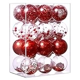 Red Christmas Tree Ornaments Balls: Shatterproof Clear Christmas Ornaments Set 24 PCS Decorative Hanging Xmas Decorations for 2023 Halloween Christmas Party Indoor Home（2.36 Inch-6cm ） @ $14.40