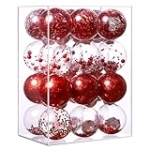 Red Christmas Tree Ornaments Balls: Shatterproof Clear Christmas Ornaments Set 24 PCS Decorative Hanging Xmas Decorations for 2023 Halloween Christmas Party Indoor Home（2.36 Inch-6cm ） @ $14.40