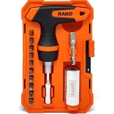 RAK Universal Socket Tool – Set of 15 with 1/4-to-3/4-inch Wrench Grip, T-Handle Ratchet Driver and 10 Screwdriver Bits – Gift Ideas for Dad, Husband, Boyfriend, Handy Men or Women﻿