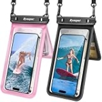 Rynapac Double Space Waterproof Phone Pouch, 2 Pack Waterproof Phone Case with Lanyard for iPhone 16 15 14 Pro Max up to 8.5’’, Cellphone Dry Bag for Beach Vacation Travel Cruise Essentials @ $5.39