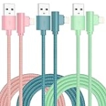 iPhone Charger 6 FT [Apple MFi Certified] 3 Pack 90 Degree Lightning Cable Nylon Braided iPhone Cable Fast Charging Cord Compatible with iPhone 14 13 12 11 Pro Max XR XS X 8 7 6 Plus SE and More @ $8.99
