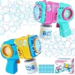 Bubble Gun for Kids 2 Packs, Led Lights Bubble Machine Blaster Blower with Solution, 10-Hole Bubble Maker for Toddlers Ages 3 4 5 6 7 8 Birthday Party Favor Outdoor Easter, Toys for Boys & Girls