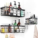 Uamector Shower Caddy 3 Pack, Strong Adhesive Bathroom Shower Organizer with 17 Hooks, No Drilling Rust Proof Wall Mounted Shower Shelves Storage for Bathroom, Toilet, Kitchen and Dorm, Black @ $12.50