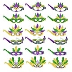 24Pcs Mardi Gras Party Decorations Mardi Gras Mask Glasses Photo Booth Props for Mardi Gras Birthday Baby Shower Masquerade New Orleans Party Supplies