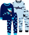 Little Boys Christmas Pajamas Children Shark Clothes Kids Cotton 4 Pieces Pyjamas Set 12 Months to 18 Months @ $12.99