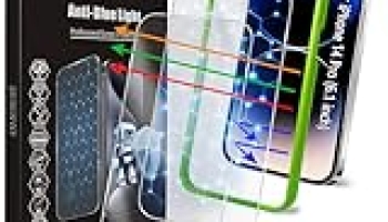 JESOHO Screen Protector for iPhone 14 Pro [6.1 Inch],2 pcs Colorless Anti-Blue Light Tempered Glass Films, HD Clear, 9H Hardness, No Bubbles, Case Friendly with 2 pcs Camera Lens Protector @ $2.92