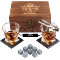 Whiskey Glass Set of 2 – Bourbon Whiskey Stones Gift Set For Men – Includes Crystal Whisky Rocks Glasses @ $29.93