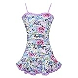qyqkfly Floral Girls Kids Bathing Suits Adjustable Swimsuits Swimdress(Purple Flower,8-10 Years) @ $9.99