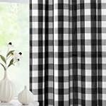 Jubilantex Black White Buffalo Check Semi Sheer Curtain Panels Gingham Plaid Textured Curtains Drapery,Farmhouse Grommet Window Drapes for Living Room Bedroom Kids Room,2 Panels,40