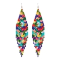 Long Beaded Tassel Earrings – Bohemian Fringe Drop Earrings Statement @ $11.93
