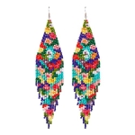 Long Beaded Tassel Earrings – Bohemian Fringe Drop Earrings Statement @ $11.93