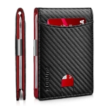 RUNBOX Slim Wallet for Men Slim 11 Credit Card Holder Slots Leather Money Clip RFID Blocking Small Thin Red Men’s Wallet Bifold Minimalist Front Pocket Large Capacity Gift Box Carbon @ $6.98