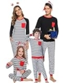 iClosam Matching Family Pajamas Set Striped Christmas Pajamas Sleepwear Dad Mom PJs