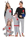 iClosam Matching Family Pajamas Set Striped Christmas Pajamas Sleepwear Dad Mom PJs
