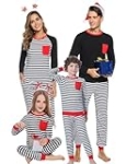 iClosam Matching Family Pajamas Set Striped Christmas Pajamas Sleepwear Dad Mom PJs