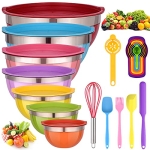 Mixing Bowls with Lids for Kitchen – 26 PCS Stainless Steel Nesting Colorful Mixing Bowls Set for Baking @ $29.49