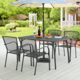 AECOJOY 5-Piece Patio Metal Rectangular Dining Set with 4 Stackable Chairs (Dark Gray) @ $299.98