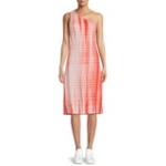 Time and Tru Women’s One-Shoulder Tie-Dye Sleeveless Pullover Dress (Size: M in Orange Mango) @ $8.98