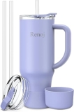 Renoj Insulated Mug 100% Leak Proof Insulated Water Bottle for Iced Coffee & Hot Drinks – Fits Car Cup Holder, Ideal Gift, 2 Straws & Silicone Boot – SnapShift Navy Blue 40 oz @ $7.98