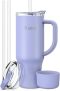 Renoj Insulated Mug 100% Leak Proof Insulated Water Bottle for Iced Coffee & Hot Drinks – Fits Car Cup Holder, Ideal Gift, 2 Straws & Silicone Boot – SnapShift Navy Blue 40 oz @ $7.98