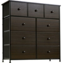 Reahome Leather Finish Chest of 9 Drawer Dressers (Rustic Brown) (41.73 x 13.19 x 6.50 Inches) @ $89.58