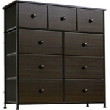 Reahome Leather Finish Chest of 9 Drawer Dressers (Rustic Brown) (41.73 x 13.19 x 6.50 Inches) @ $89.58