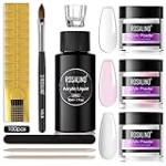 ROSALIND Acrylic Powder Kit, Clear Pink Acrylic Nail Powder White Pink Nail Arcylic Powder Set Polymer Nail Powder with Acrylic Liquid Acrylic Nail Brush Nail Forms and DIY Nail Art Tools Nail Acrylic Extension Kit for Beginner @ $7.14