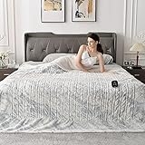 WOOMER Heated Blanket Full Size Electric Blanket 77″x 84″, Soft Faux Fur Fast Heating Blanket, 10 Heating Levels & 0.5-12H Auto Off, Over-Heat Protection, ETL Certification
