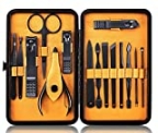 Keiby Citom Professional Stainless Steel Nail Clipper Travel & Grooming Kit Nail Tools Manicure & Pedicure Set of 15pcs with Luxurious Case (Black/Yellow) @ $15.99 ($15.99 / Count)