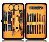 Keiby Citom Professional Stainless Steel Nail Clipper Travel & Grooming Kit Nail Tools Manicure & Pedicure Set of 15pcs with Luxurious Case (Black/Yellow) @ $15.99 ($15.99 / Count)