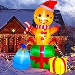 Christmas Inflatables Outdoor Decorations Gingerbread Man, 6ft Inflatable Christmas Yard Decorations with Build-in Bright LEDs Christmas Blow-up Yard Decorations for Outdoor Indoor Lawn Garden @ $29.99