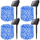 Solar String Lights Outdoor Extra-Long 288Ft 800 LED Super Bright Fairy Lights Waterproof 4-Pack Each 72FT 200 LED Solar Powered Halloween Christmas Lights with 8 Modes for Patio Garden Wedding (Blue)