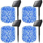 Solar String Lights Outdoor Extra-Long 288Ft 800 LED Super Bright Fairy Lights Waterproof 4-Pack Each 72FT 200 LED Solar Powered Halloween Christmas Lights with 8 Modes for Patio Garden Wedding (Blue)