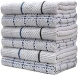 Pleasant Home Kitchen Towels (16.5”x 26”, 6 Pack) – Large Cotton Kitchen Hand Towels – Weft Insert & Windowpane Design – 369 GSM Highly Absorbent Tea Towels Set – Blue @ $9.50