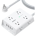 Addtam Surge Protector Power Strip 8 Widely Outlets w/4 Ports @ $15.29