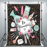 LUCKSTY, Ladies Makeup Backdrop for Wedding, 5X7FT Beautiful Newlyweds Bridal Party Background, Bachelorette Banner Photo Booth Studio Props BJYYLU202