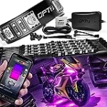 OPT7 Aura Pro Motorcycle LED Light Kit Smart Brake, RGB Multi-Color Bike Underglow Neon Light Bluetooth APP, Motorcycle Under Glow Strips Switch for Sports Bike, 10pc, IP67 Waterproof 12V, IOS Android @ $23.70