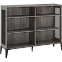 Walker Edison 3 Tier Industrial Wood and Metal Mesh Bookshelf @ $176.00