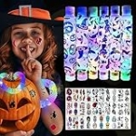 6PCS Halloween LED Light Up Pop Tubes, Glow Sticks Bulk Glow in The Dark with 30 Sheets Halloween Temporary Tattoo Party Supplies Goodie Bag Stuffers for Kids Halloween Party Gifts @ $4.27