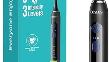 COSLUS C30 Electric Toothbrush for Adults: 3 Intensities & 5 Modes Customized for Effective Yet Gentle Ultra-Clean Feel, 2 Types of Heads for Gentle or Daily Care, Travel & Home Use, Black, 1PC @ $5.99